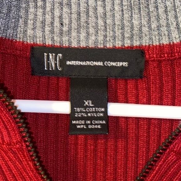 INC 1/4 Zip Red Sweater - Picture 5 of 6
